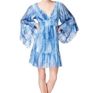 Betsey Johnson Blue Patchwork Lace Ruffle Party Dress Women's Size 8